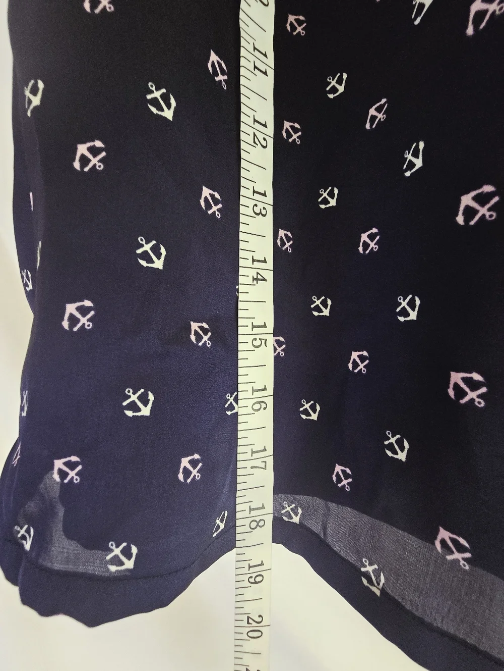 Tommy Girl Hilfiger Sz L Elastic Skirt Women Ruffle Lined Anchor Print Nautical
